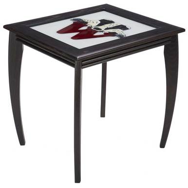 Black Art Deco End Table - Wisconsin Badger Art Glass