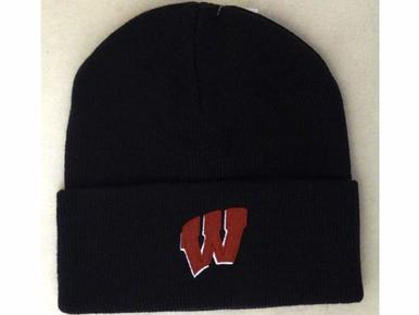 Wisconsin Mens Cuffed Knit Hat - Red or Black